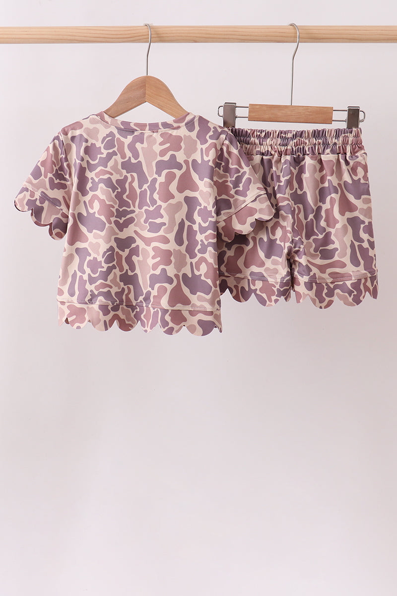 Camouflage scalloped shorts set