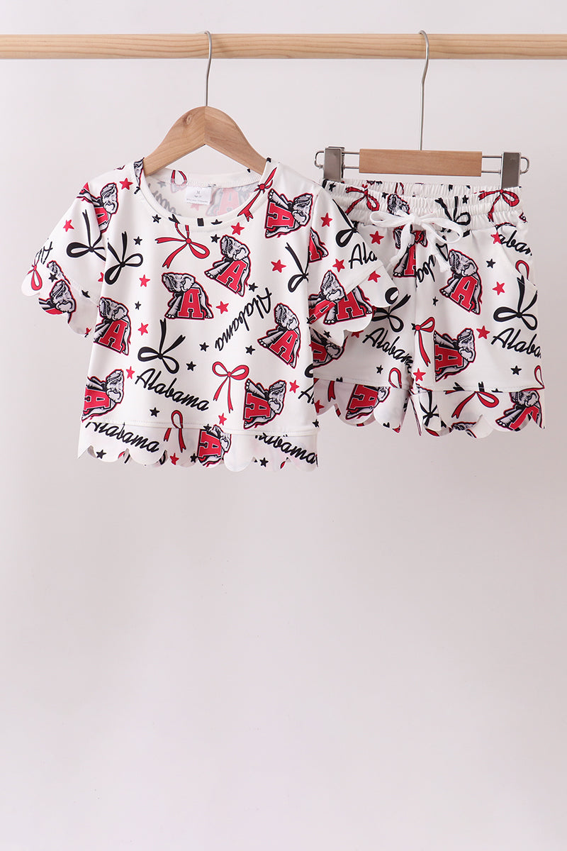 Alabama scalloped shorts set