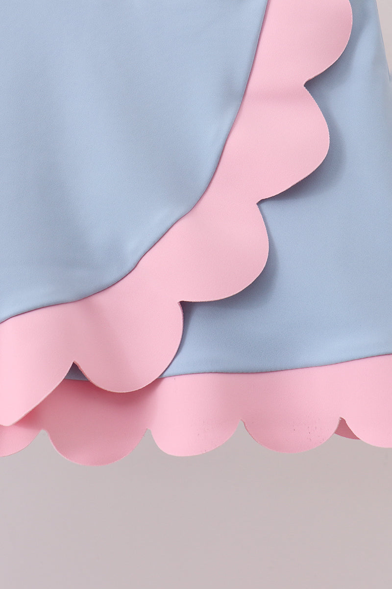 Blue Performance Scalloped Skorts Set