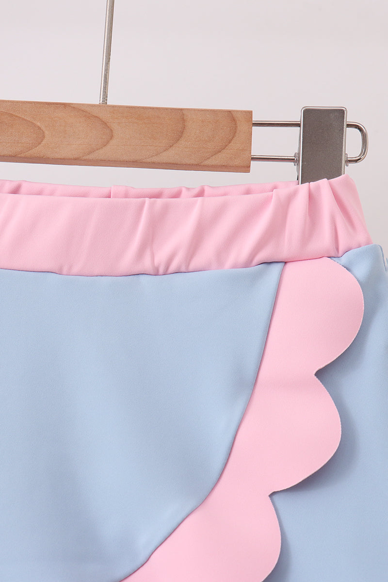 Blue Performance Scalloped Skorts Set