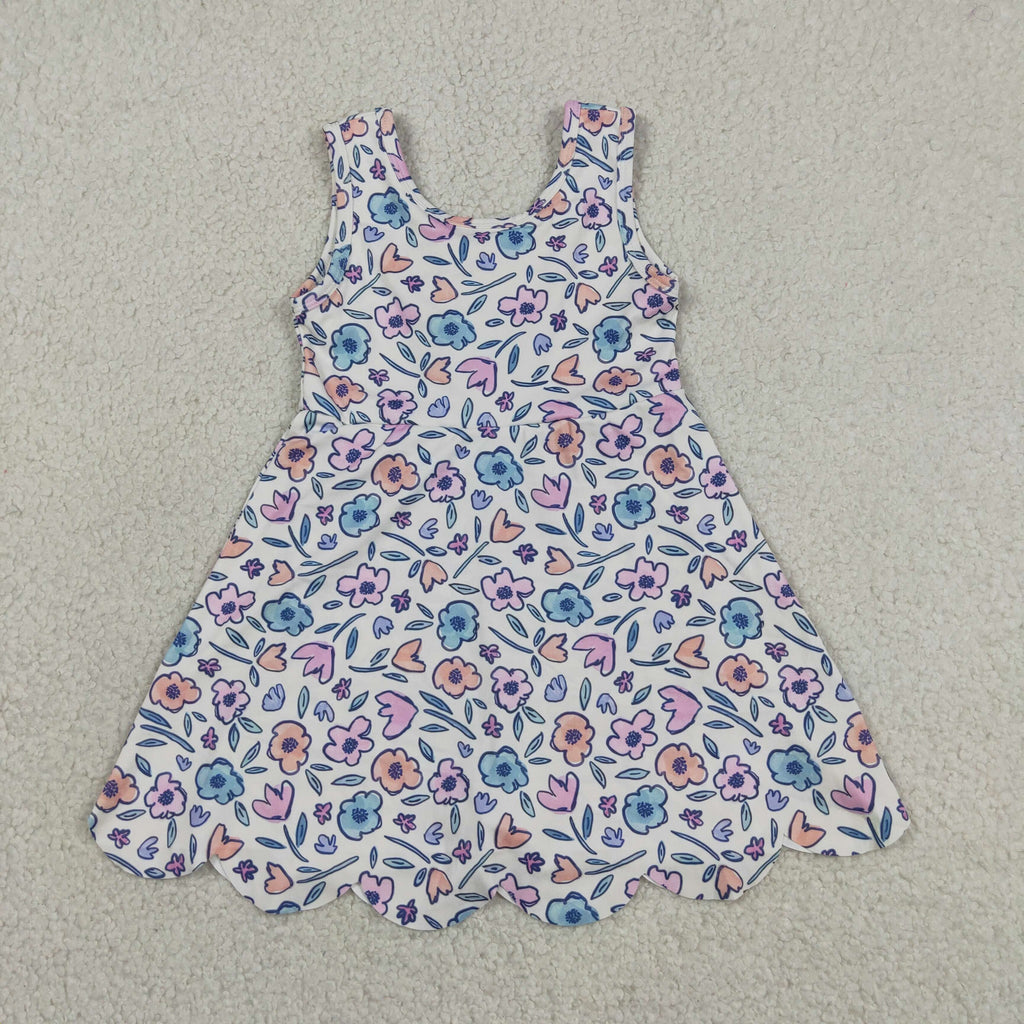 Floral Performance Scalloped Tank Dress