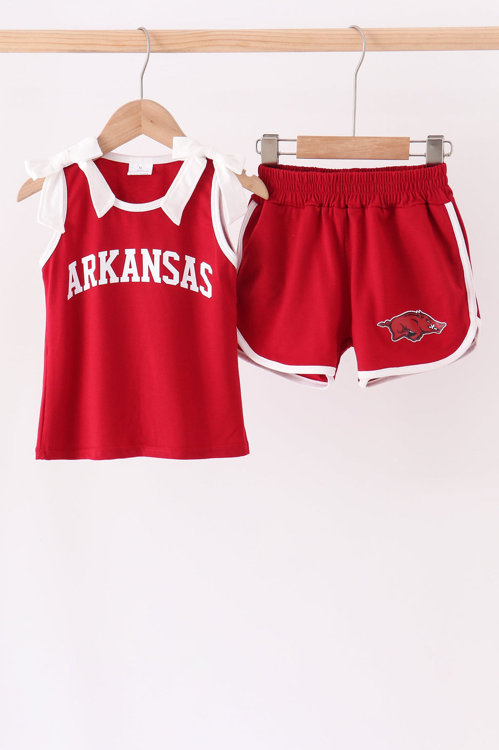 Maroon Arkansas active shorts set