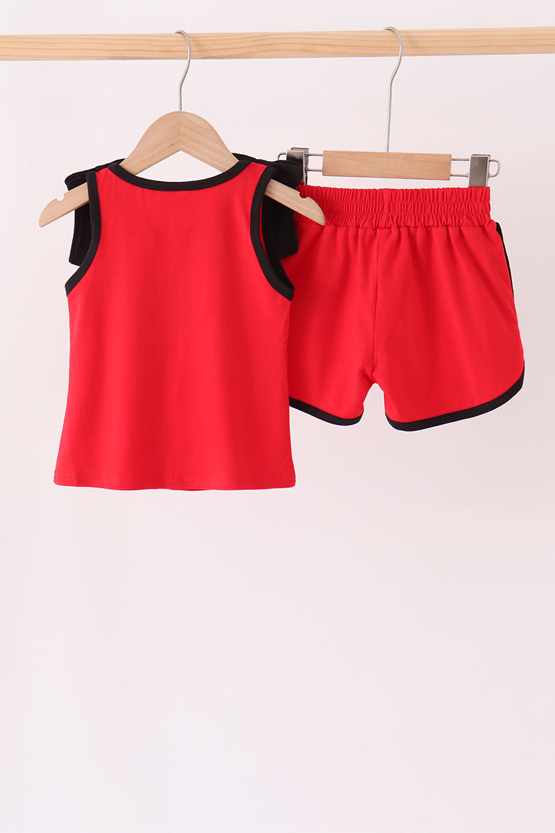 Red Georgia active shorts set
