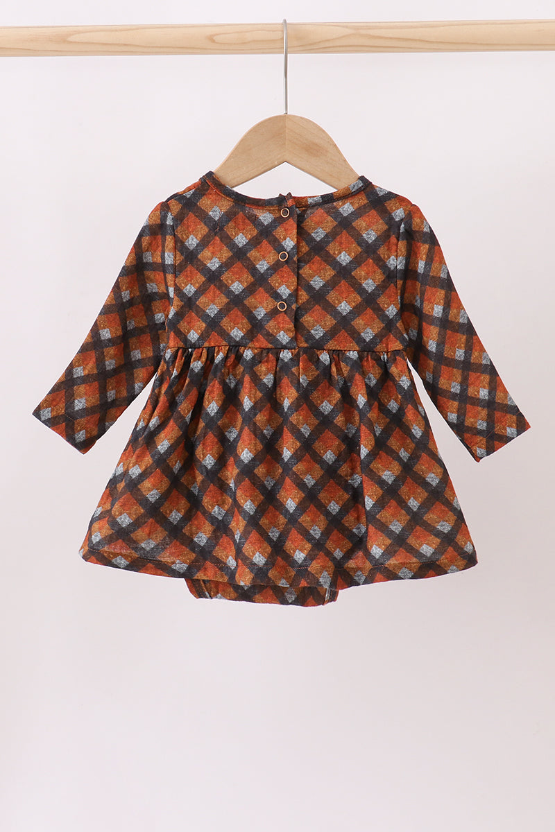 Premium brown plaid muslin bubble