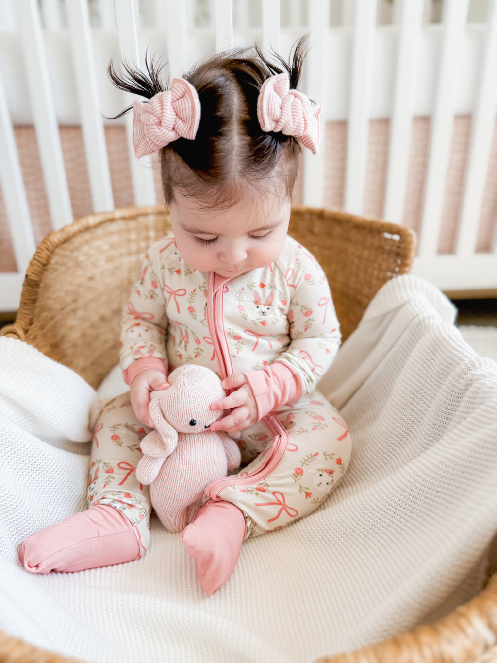 Bows & Bunnies (Convertible Zip Footies)