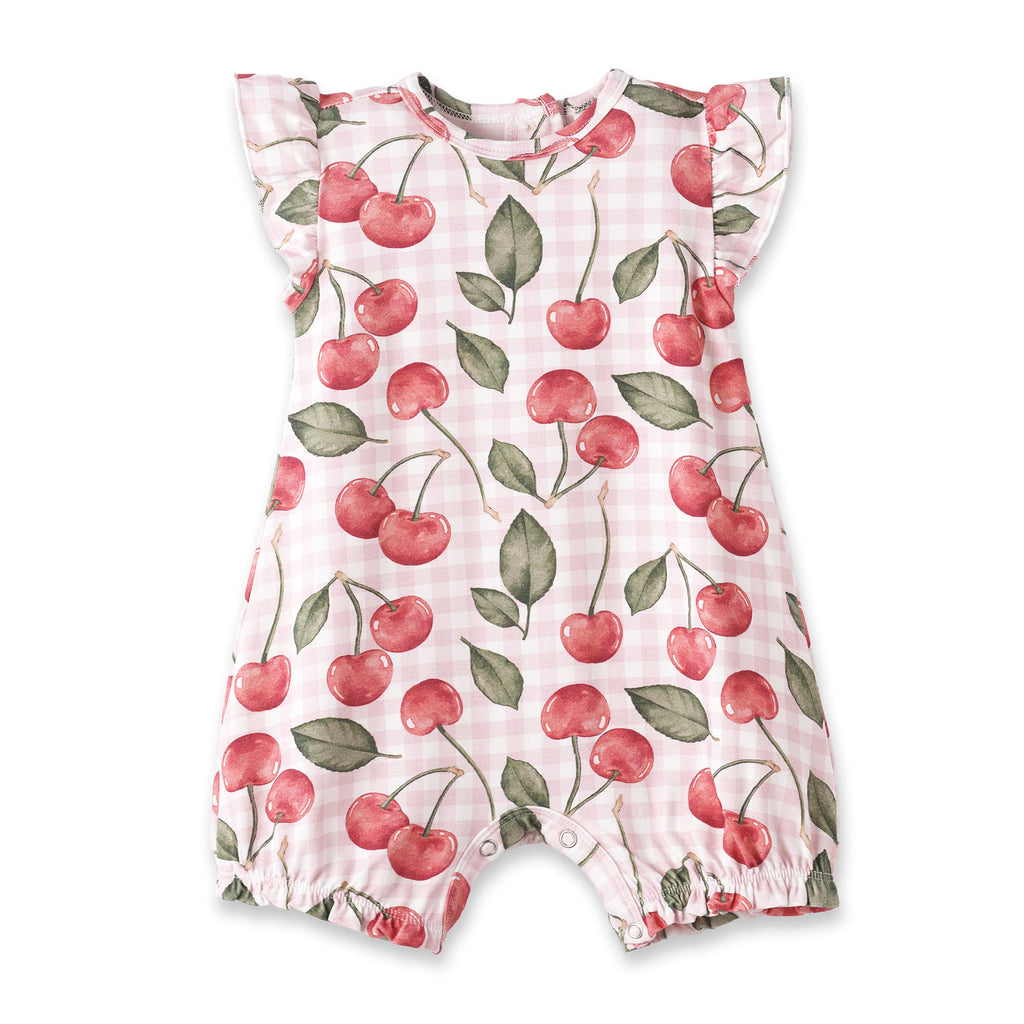 Cherry Picnic Baby Girl Bamboo Bubble Romper