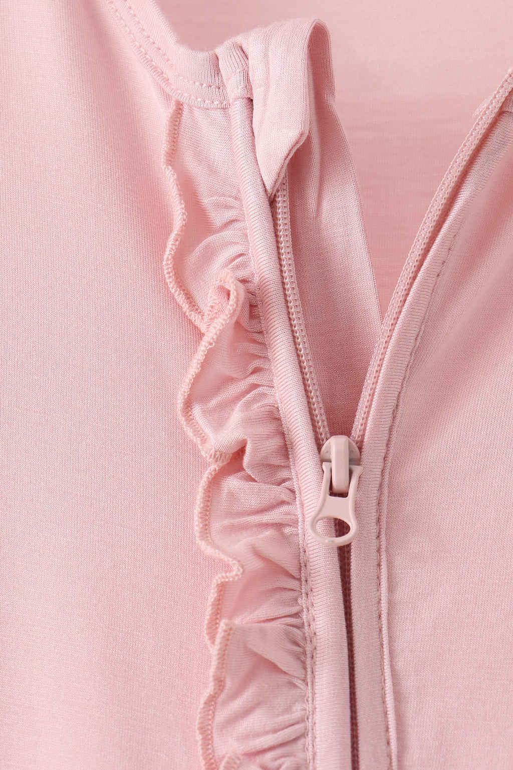 Pink ruffle zipper bamboo anti-slip romper – view 4