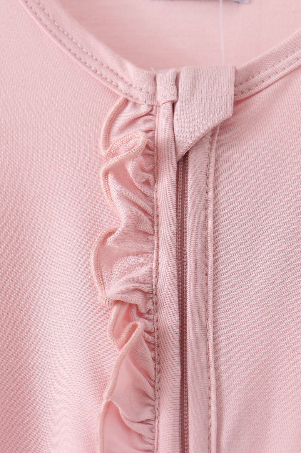 Pink ruffle zipper bamboo romper – view 2