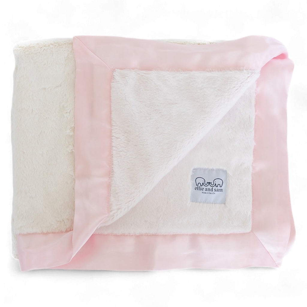 Luxury Duo Satin Border Blanket - Pink/Ivory