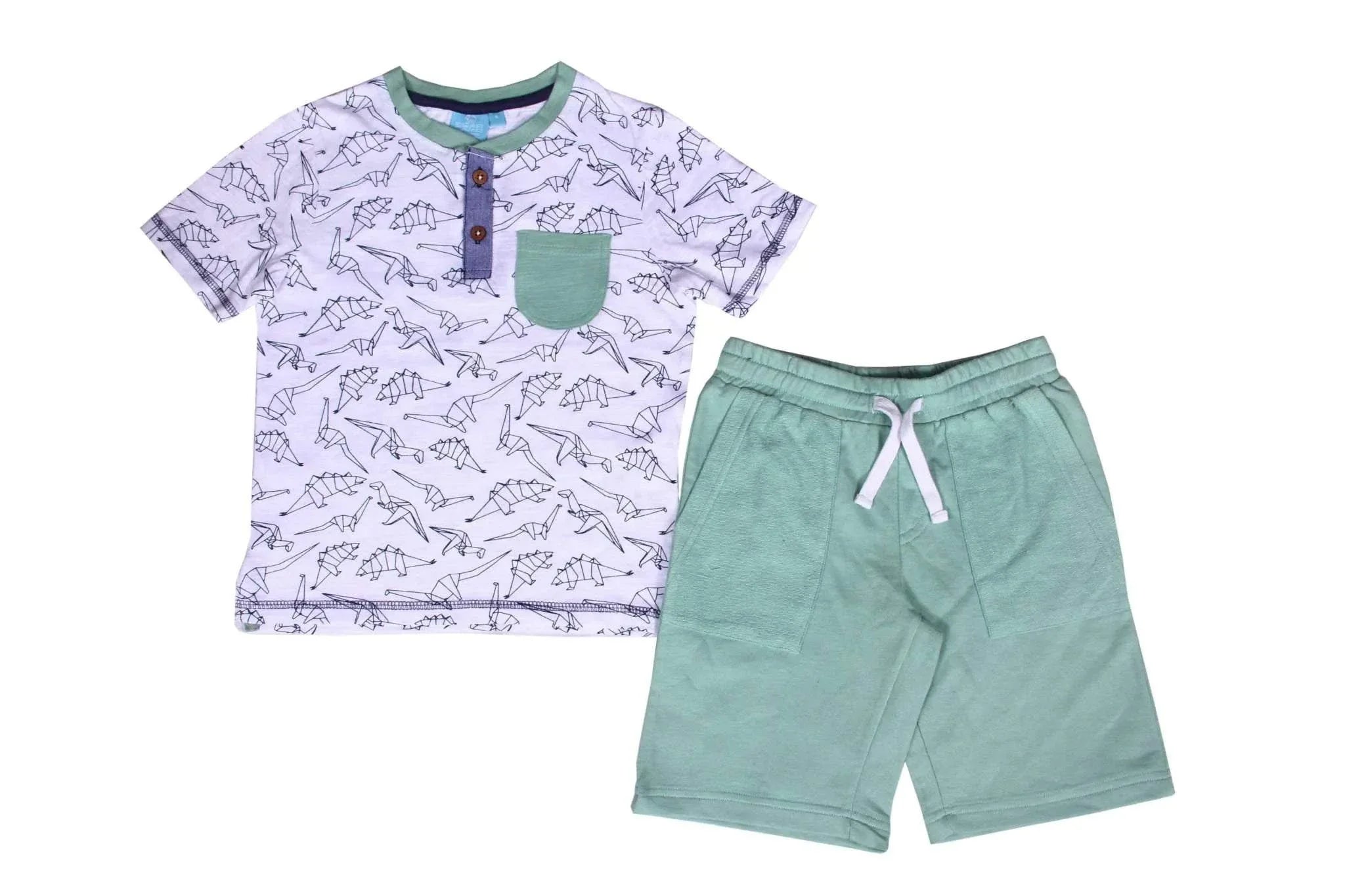 Origami Dino 2 Piece Boys Top and Shorts Set