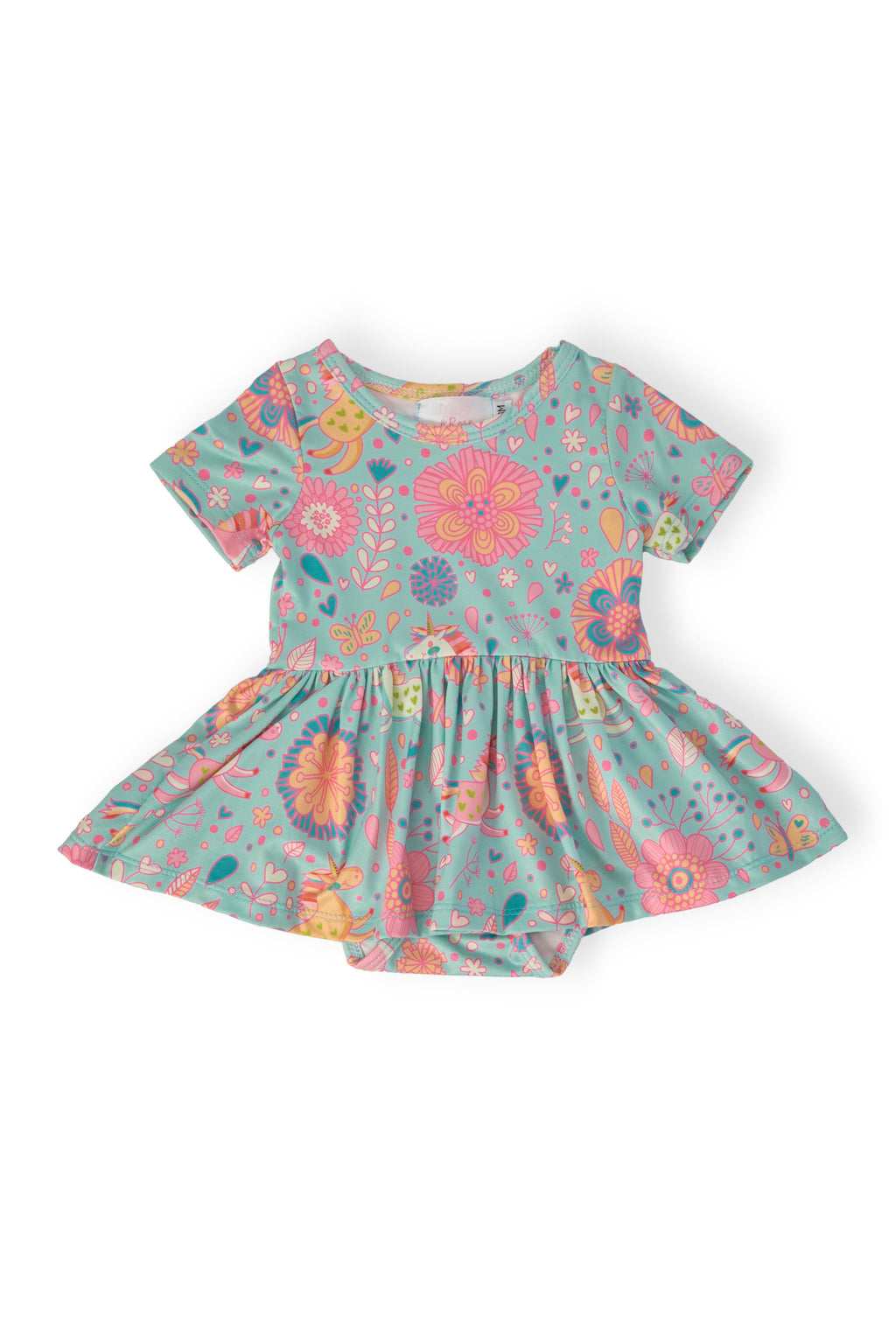 Blue Retro Unicorns S/S Twirl Bodysuit