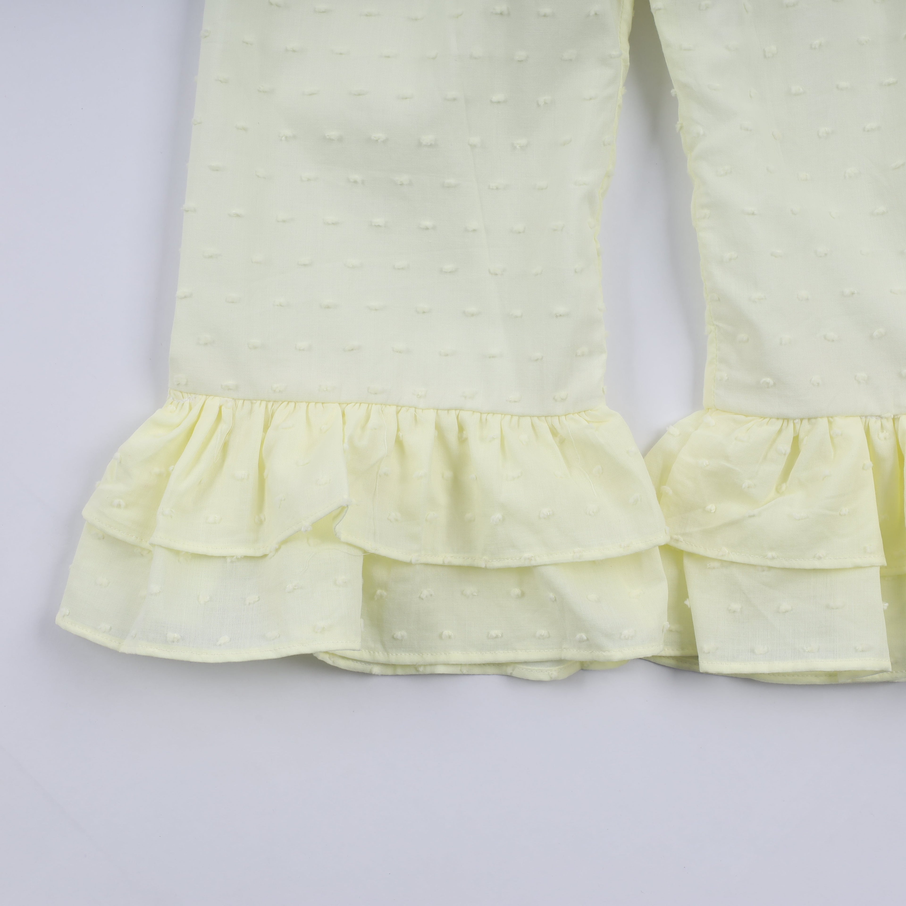 Mustard character hand smocked ruffle pants set