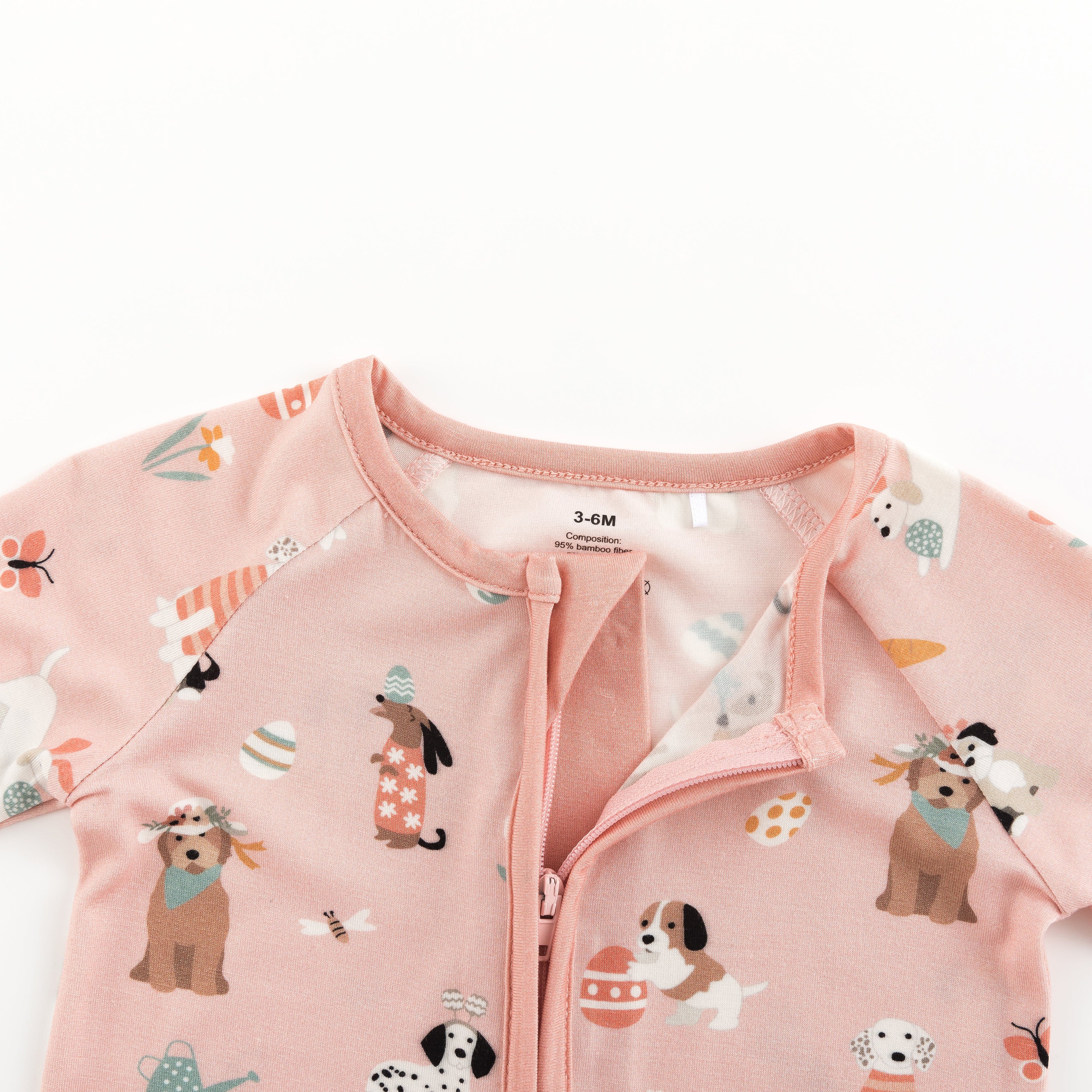 Puppy Egg Hunt (Convertible Zip Footies) - Pink