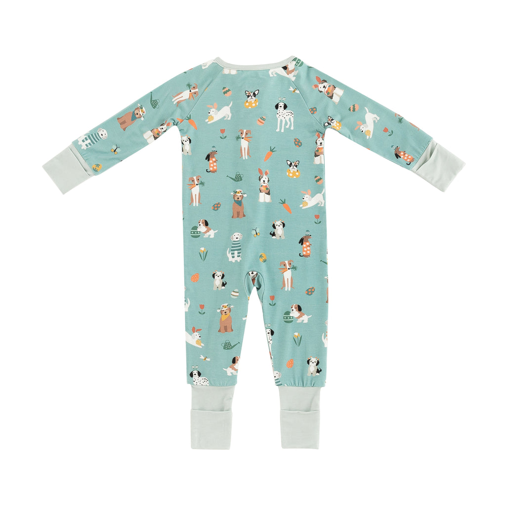 Puppy Egg Hunt (Convertible Zip Footies) - Aquamarine