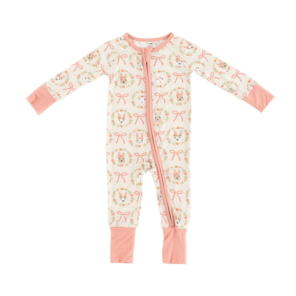 Bows & Bunnies (Convertible Zip Footies)