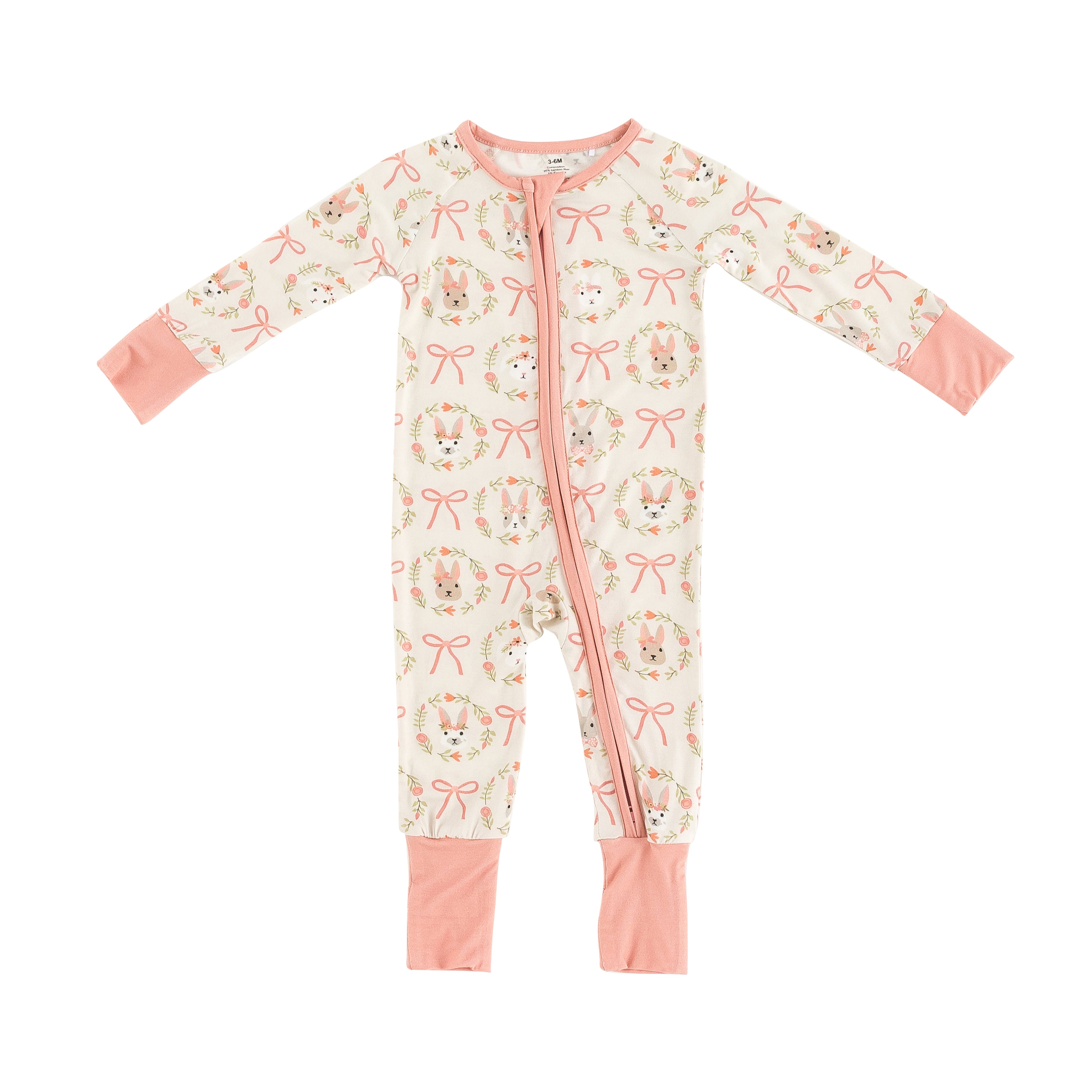 Bows & Bunnies (Convertible Zip Footies)