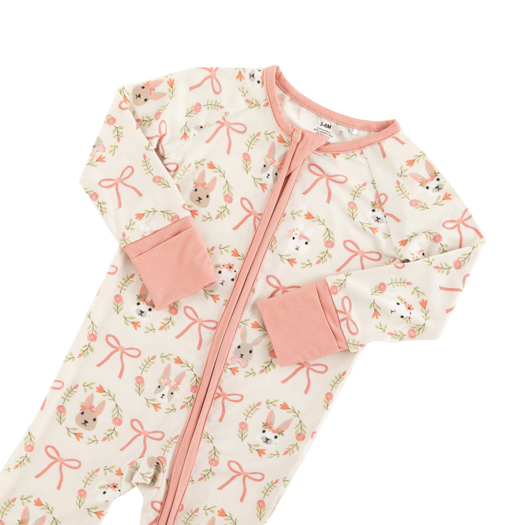 Bows & Bunnies (Convertible Zip Footies)