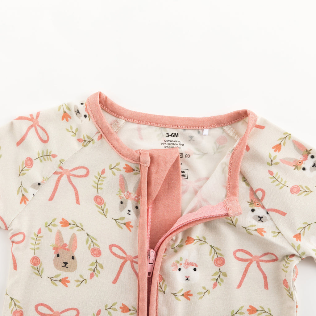 Bows & Bunnies (Convertible Zip Footies)