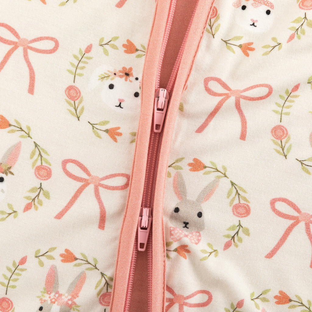 Bows & Bunnies (Convertible Zip Footies)