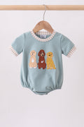Blue gray Puppy embroidery bubble