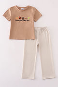 Khaki thanksgiving turkey god is great embroidery boy set