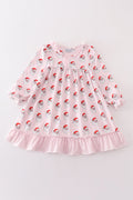 Pink santa print girl dress