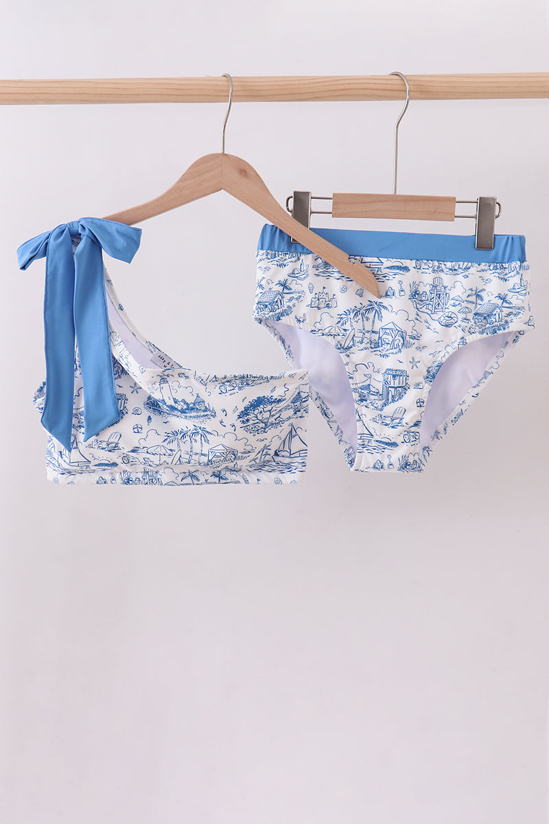 Blue beach sea women swimsuit set