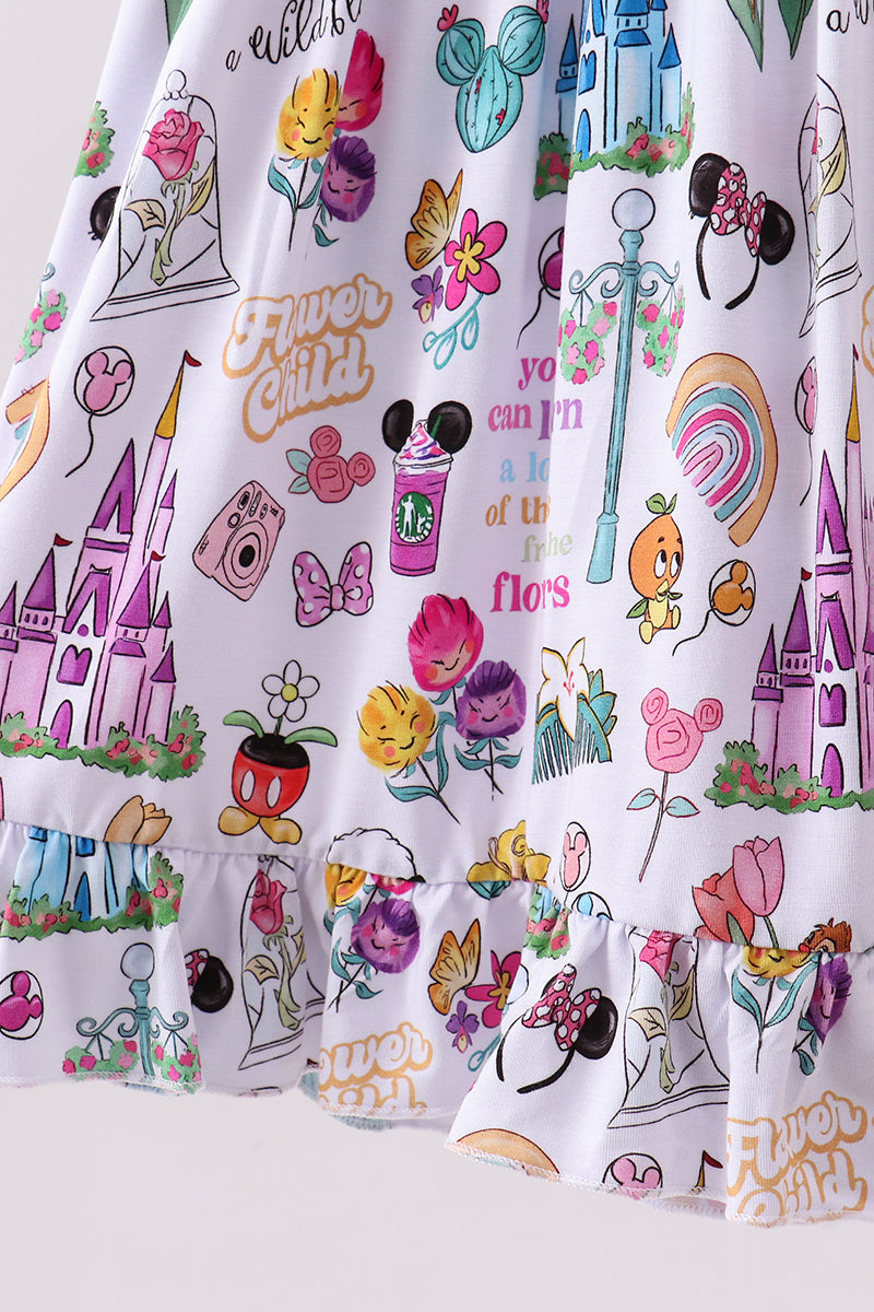 Purple character castle bamboo dress