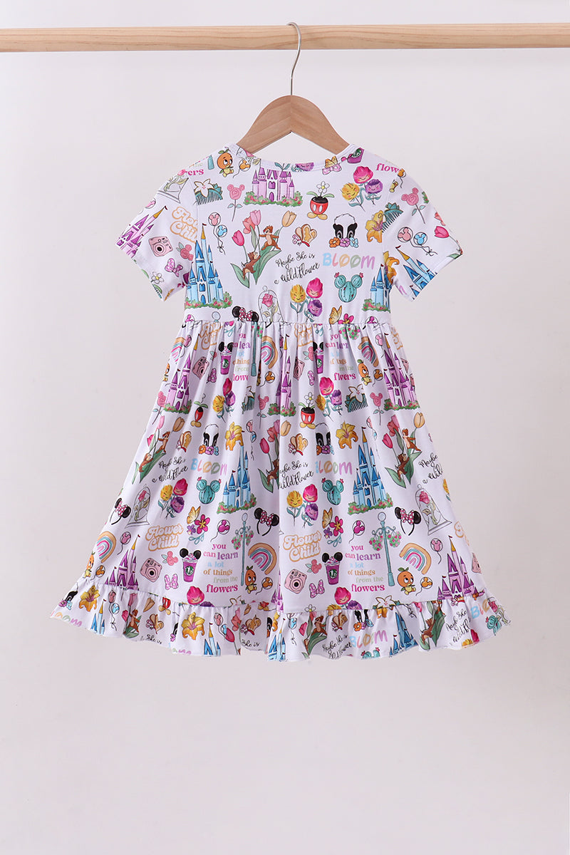 Purple character castle bamboo dress