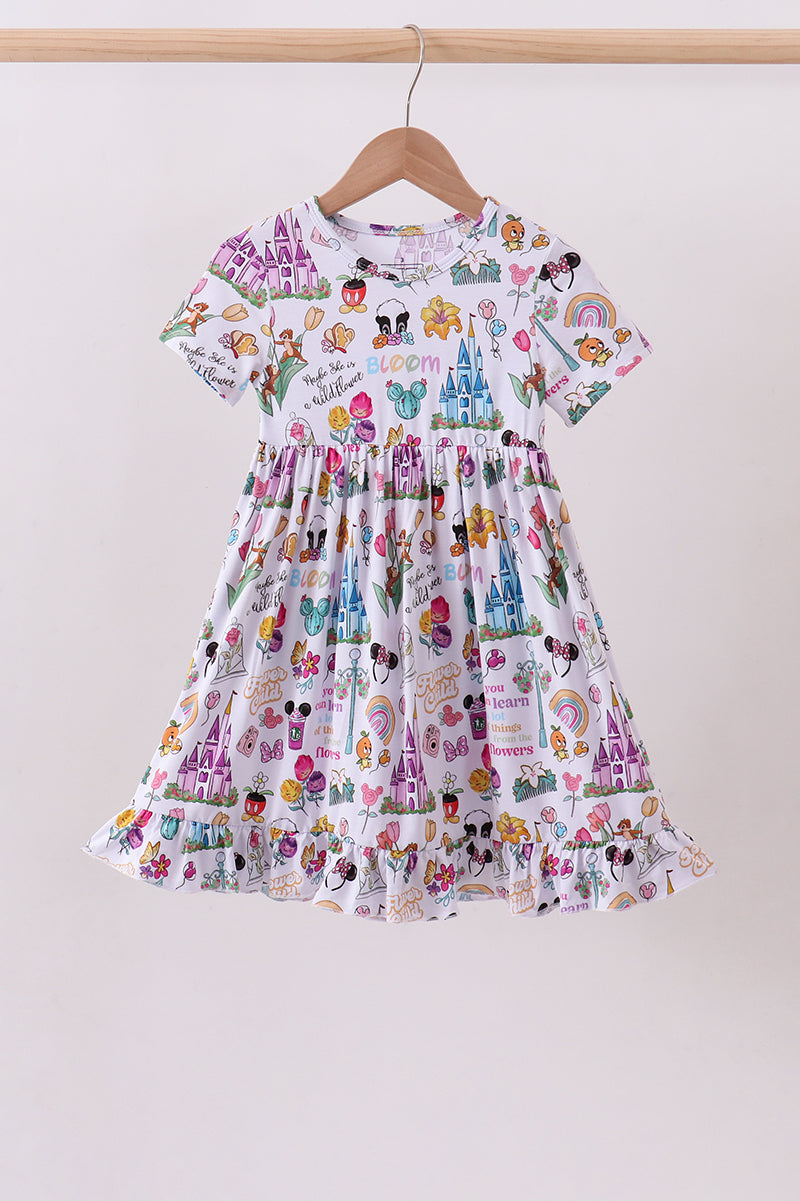 Purple character castle bamboo dress