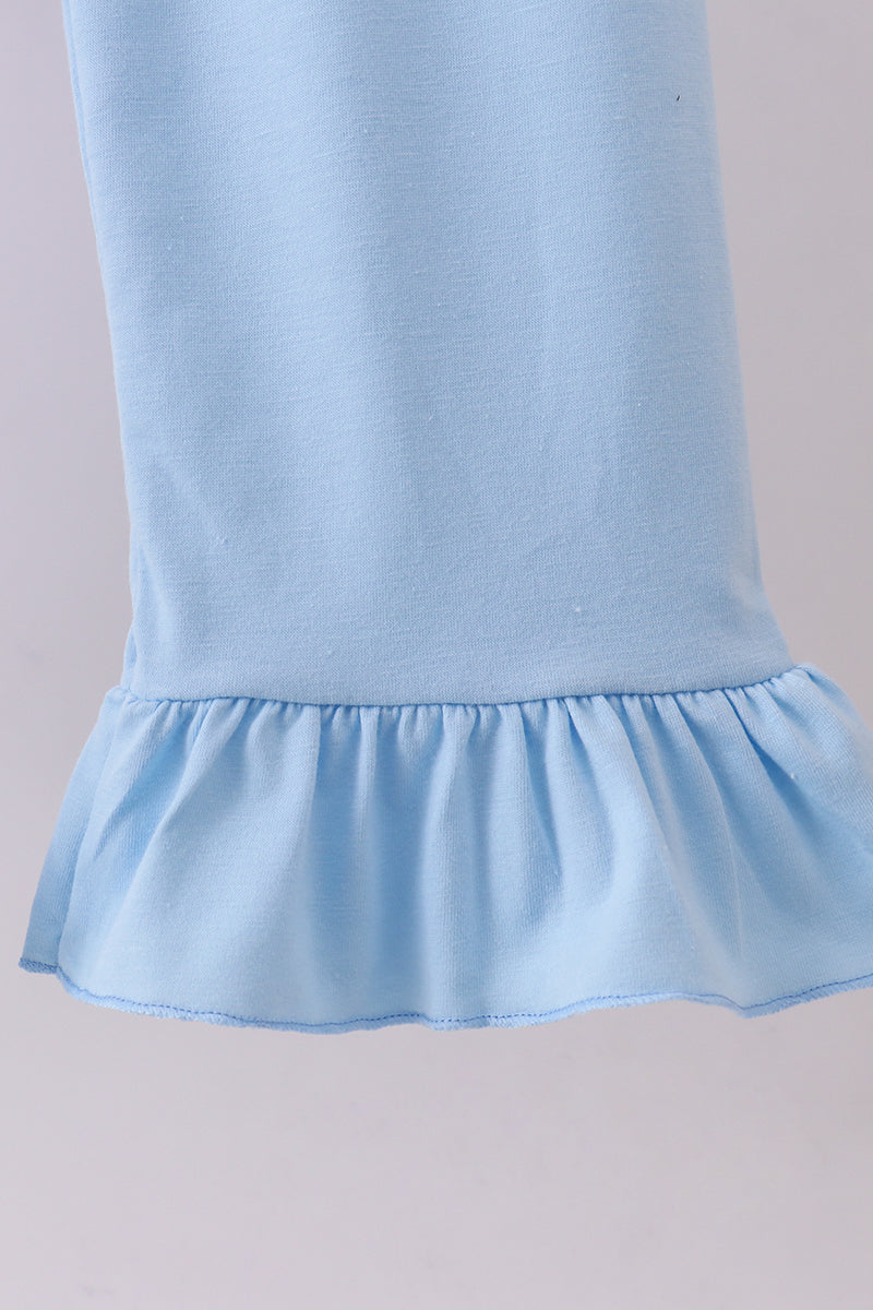 Pink princess smocked gingham ruffle pants set