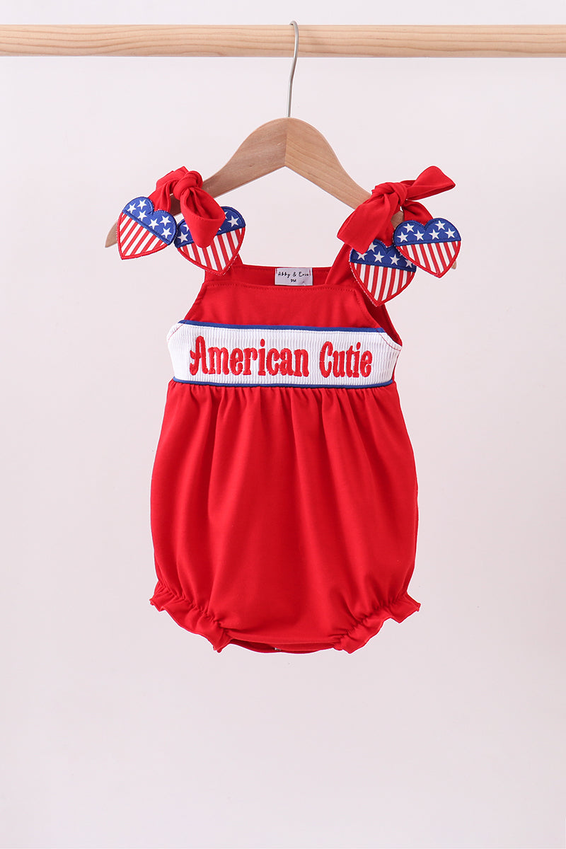 Red heart smocked bubble