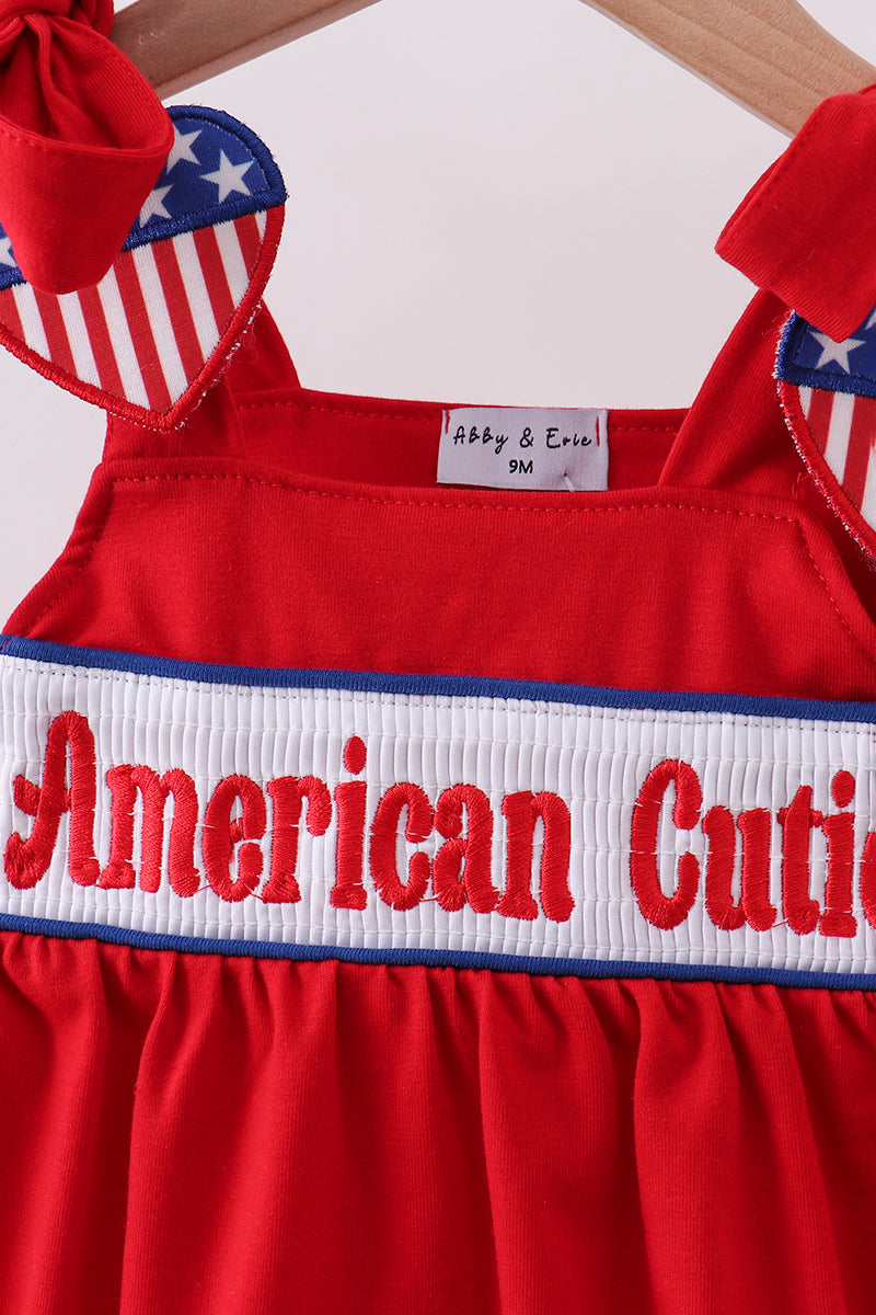 Red heart smocked bubble