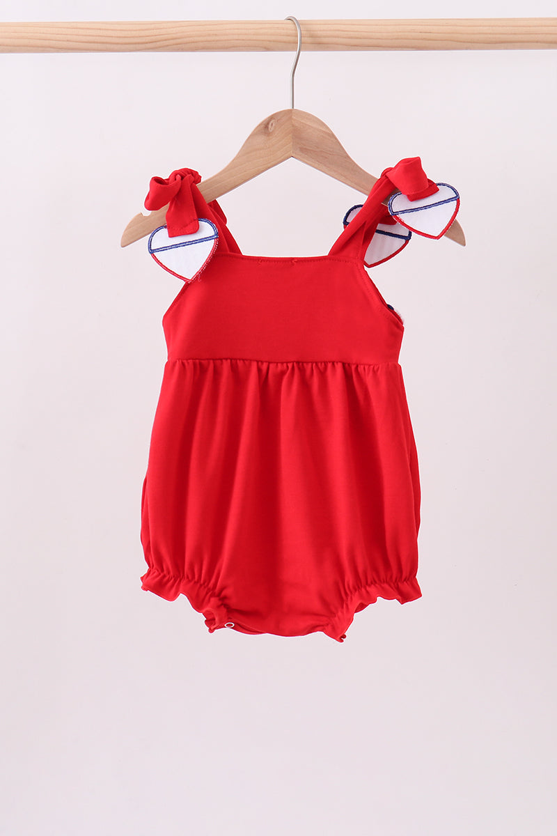 Red heart smocked bubble