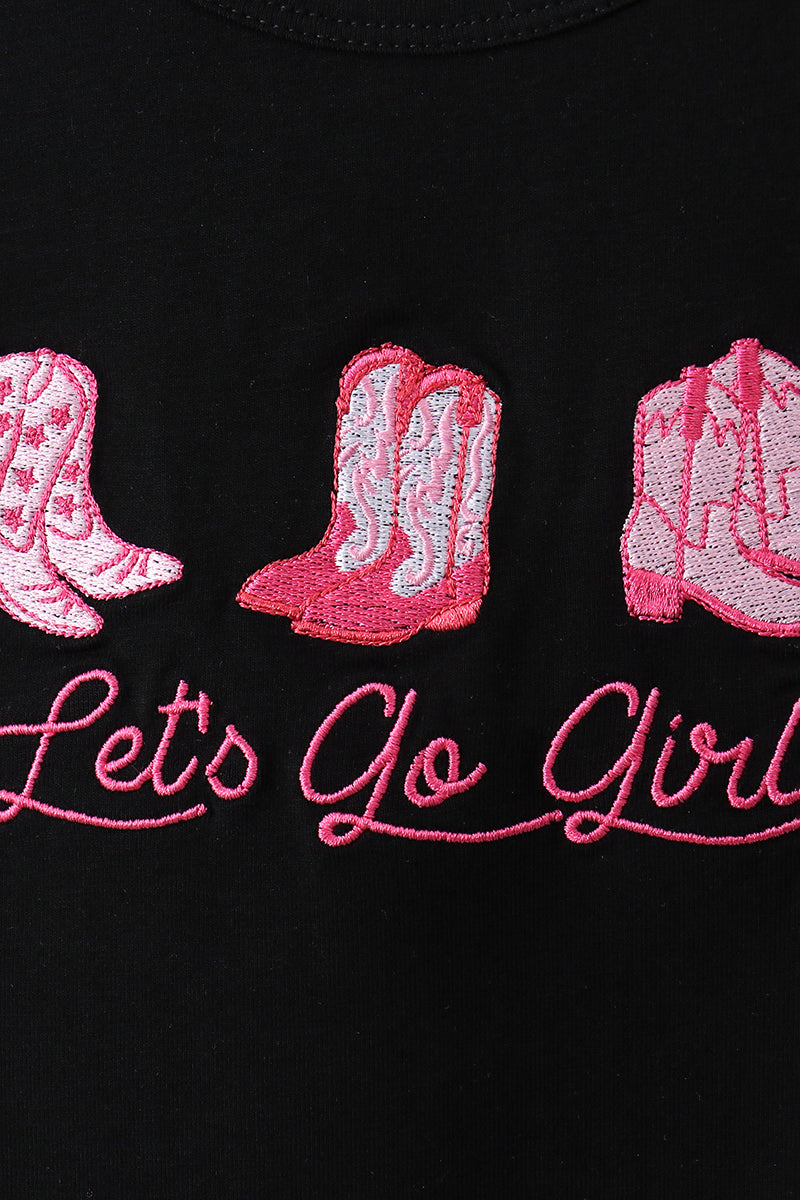 Black let's go girl boots leopard bloomer set