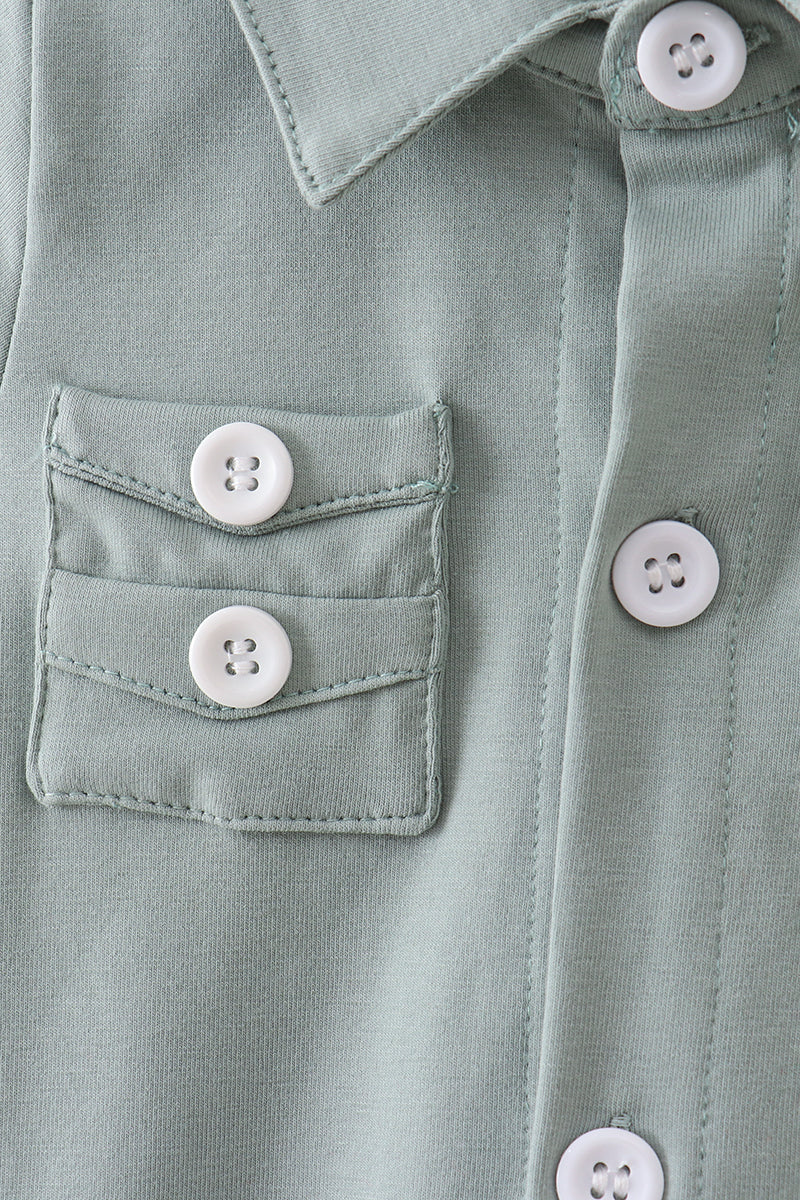 Sage pocket button down bubble