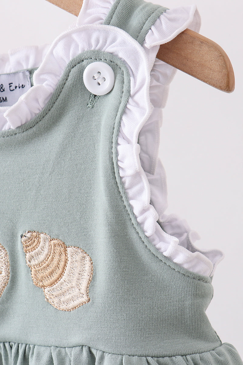 Sage starfish shell embroidery bloomer set