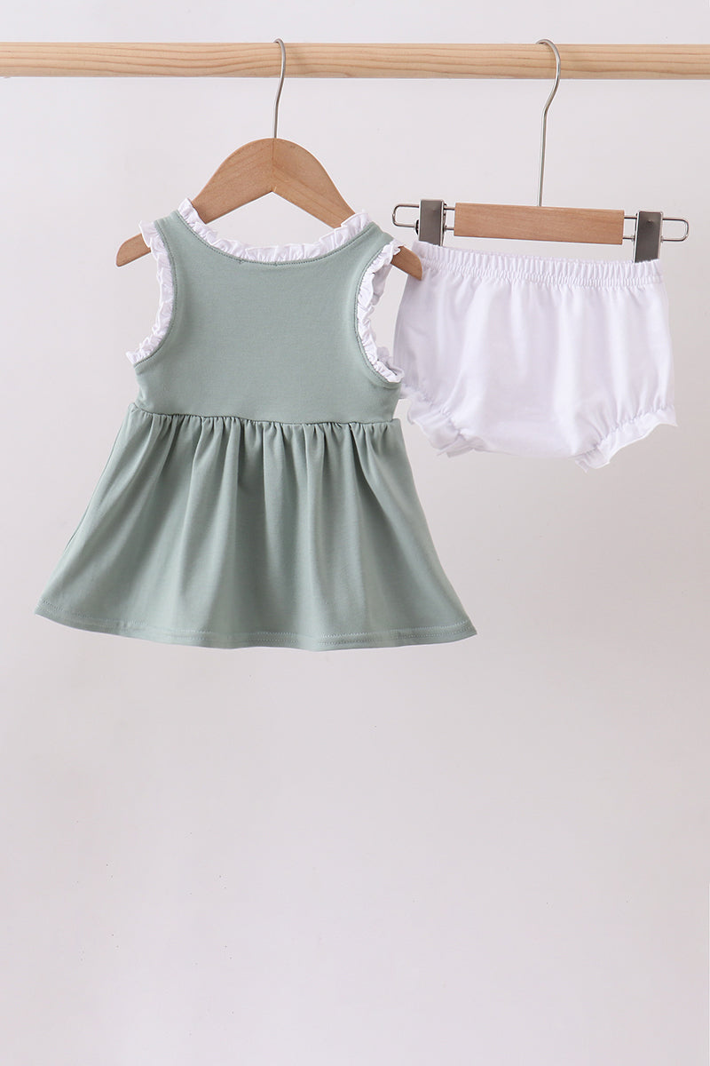 Sage starfish shell embroidery bloomer set