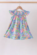 Tropical floral ruffle dress
