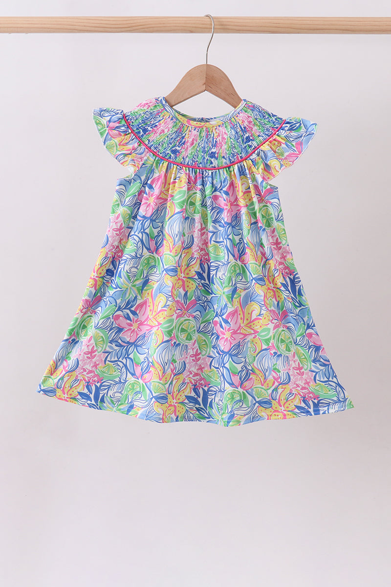 Tropical floral ruffle dress