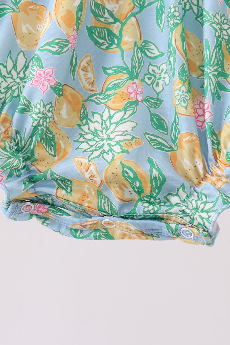 Green lemon smocked ruffle bubble