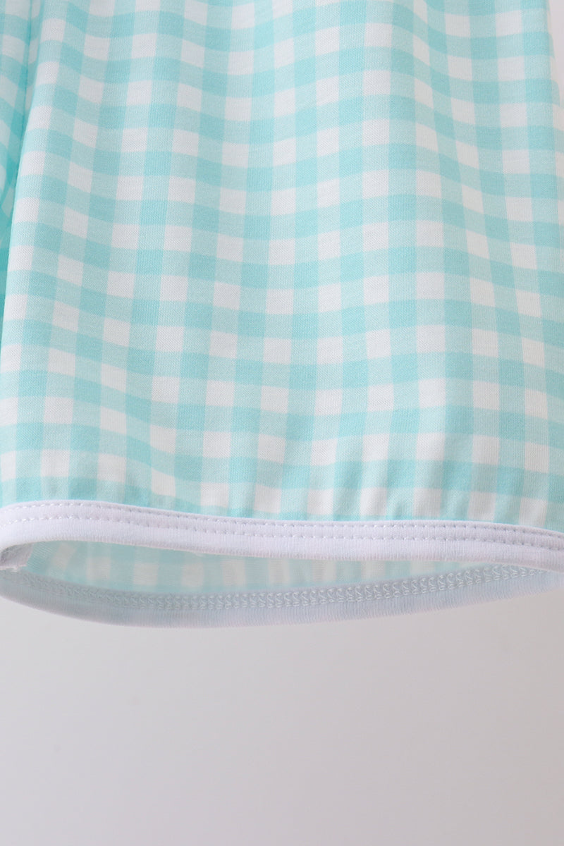 White sailboat embroidery shorts set