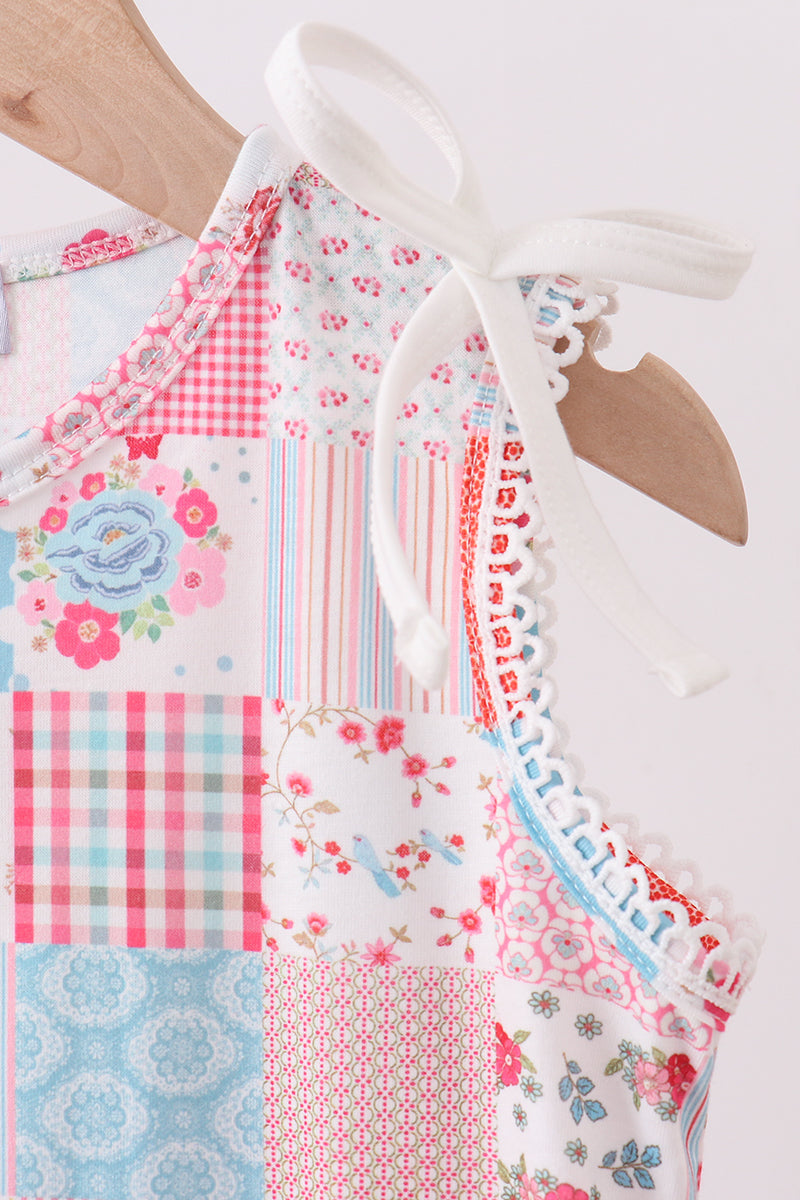 Pink floral patchwork dress