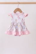 Pink all day adventure bamboo ruffle bubble