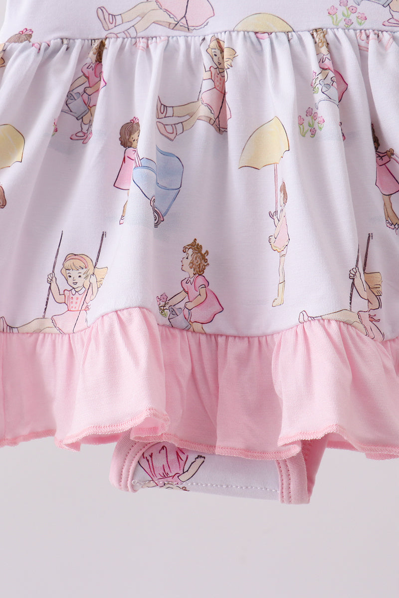 Pink all day adventure bamboo ruffle bubble