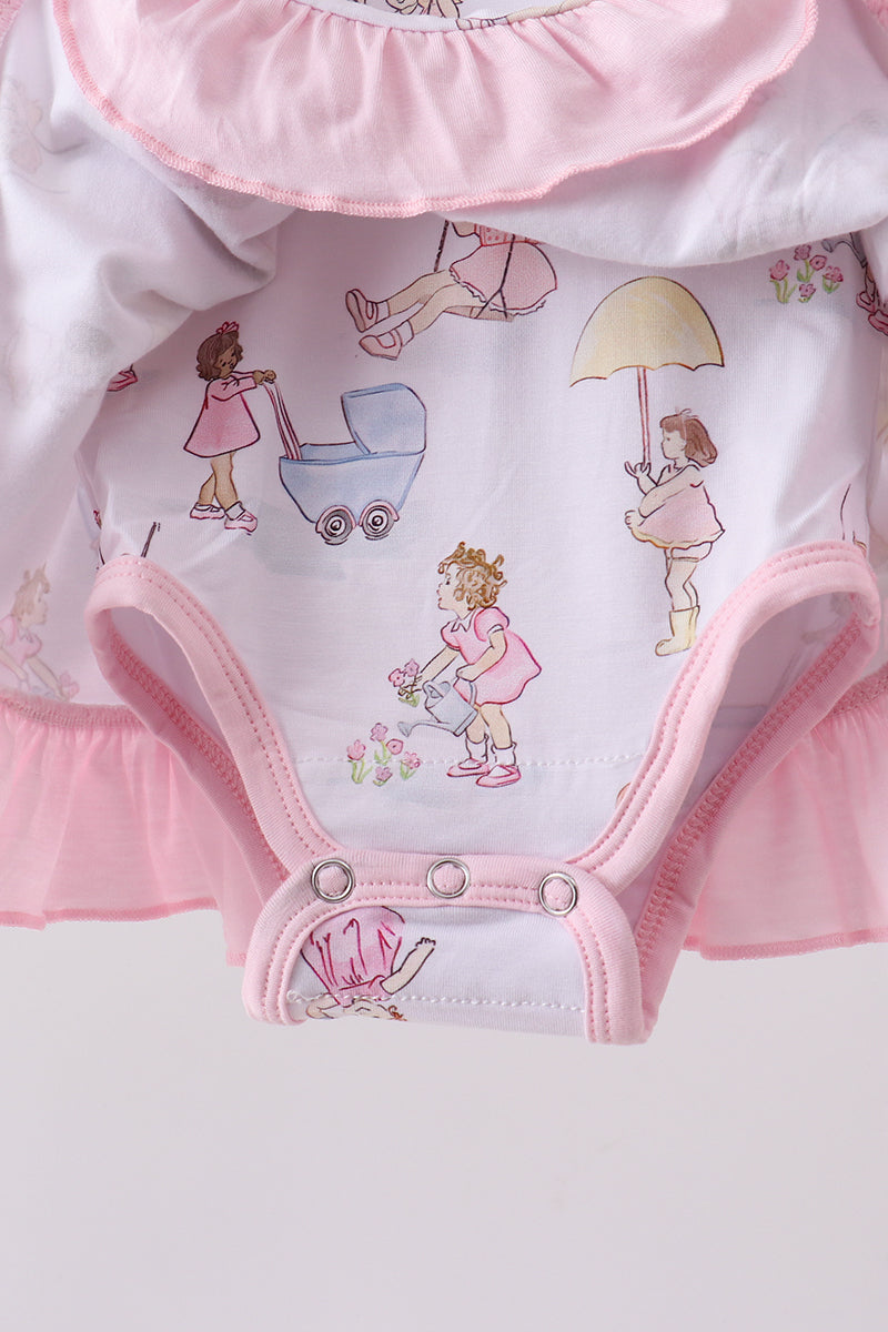 Pink all day adventure bamboo ruffle bubble