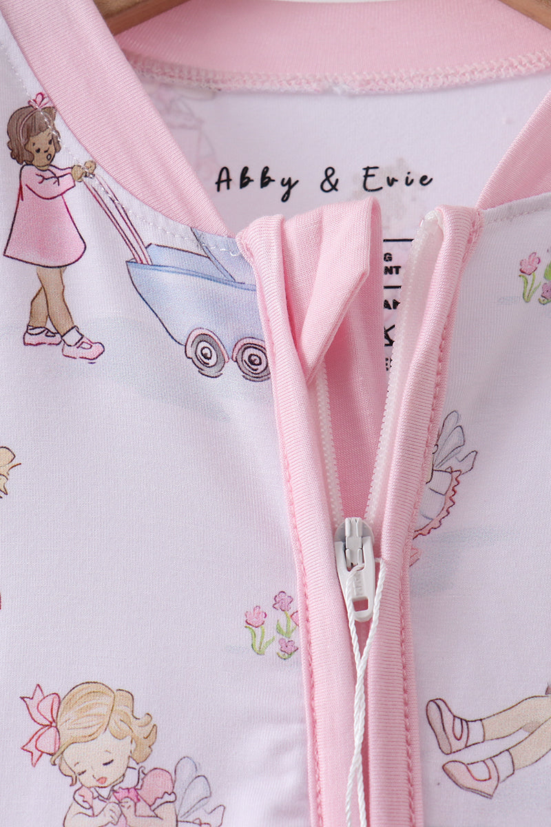 Pink all day adventure bamboo romper