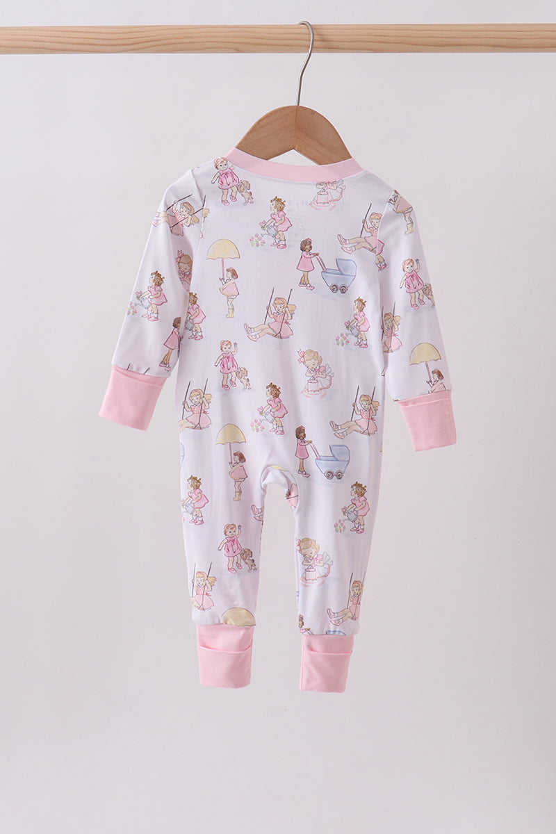 Pink all day adventure bamboo romper