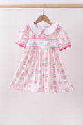 Pink birthday cake smocked dress