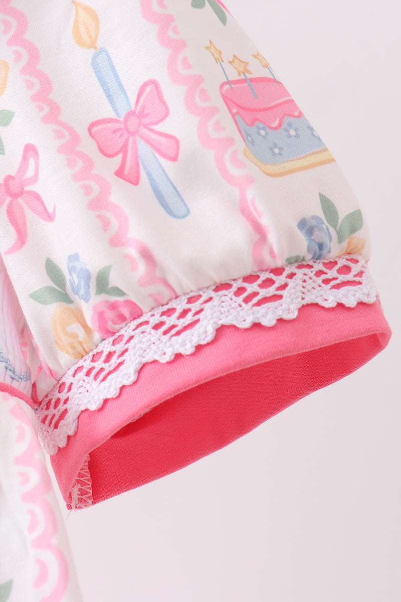 Pink birthday cake smocked dress